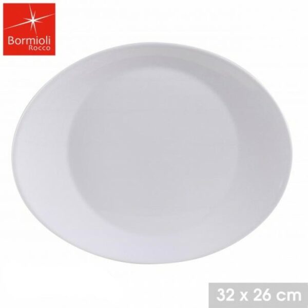 Assiettes à Steak Ovale Blanche en Opale