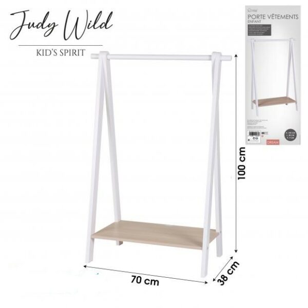 Meuble Dream Penderie Portant Blanc Enfant avec Trépieds Judy Wild 70 x 38 x 100 cm