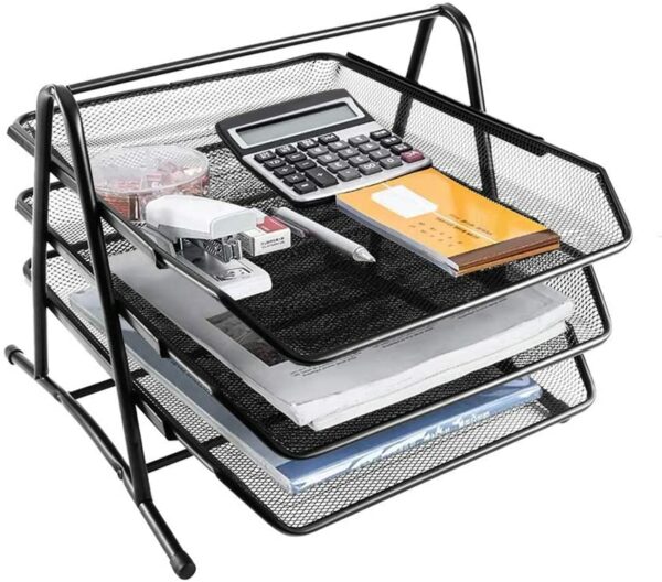 Organisateur de bureau en maille 3 bacs petit prix