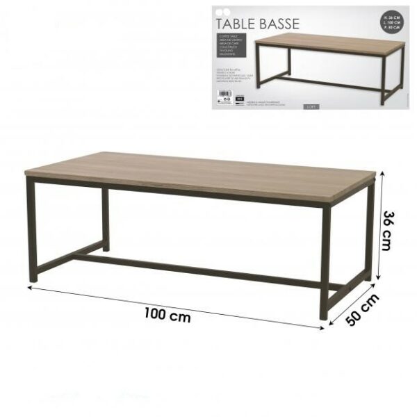 Table Basse Rectangulaire Style Industriel 100 cm