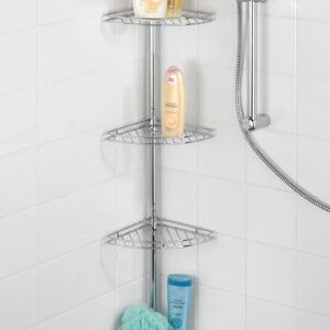 FRANDIS 192500 Colonne télescopique métal chromé 4 étagères, Extensible de 1,85 à 2,75 M