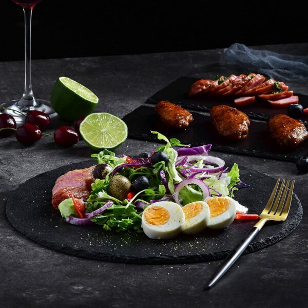 Assiette en Ardoise Forme Ronde Dia.30 cm Plat de Service en Tuile