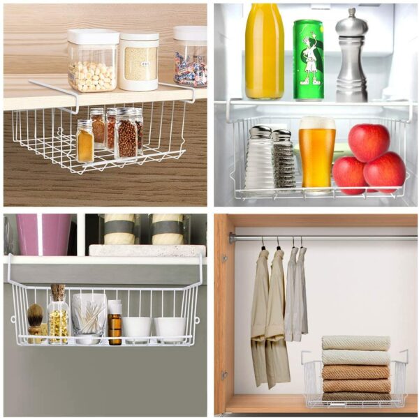 achat vente en ligne à petit prix Panier de Rangement Etagère Suspendu en Métal Blanc Empilable pour Cuisine Placard Bureau Salle de Bain Armoire Petit hapygood