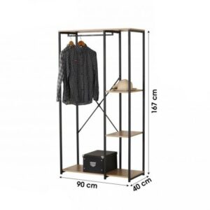 Penderie Meuble Armoire COLORADO avec 3 Etagères L.90 x l.40 x H.167 cm