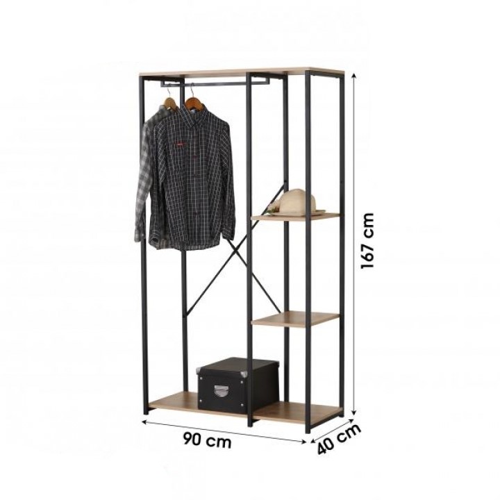 Penderie 2 étagères Colorado métal Noir achat vente pas cher à petit prix hapygood-151365.jpg Penderie Meuble Armoire COLORADO avec 3 Etagères L.90 x l.40 x H.167 cm