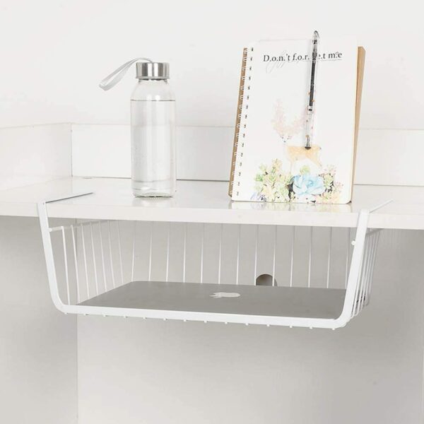 Panier Rangement sous Tablette, Panier Suspendu Métal Inoxydable Boite Rangement, Organisateur Panier Suspendu pour Cuisine, Bureau, Garde-Manger, Salle Bain, Armoires, étagères hapygood