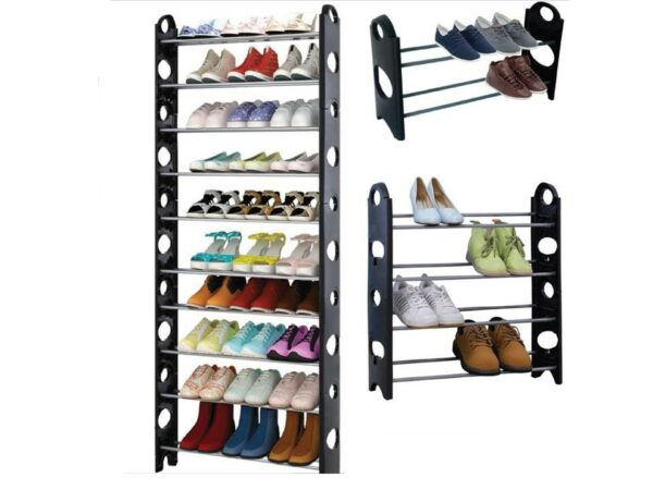 Étagère Range Chaussures 4 Niveaux Empilable et Réglable