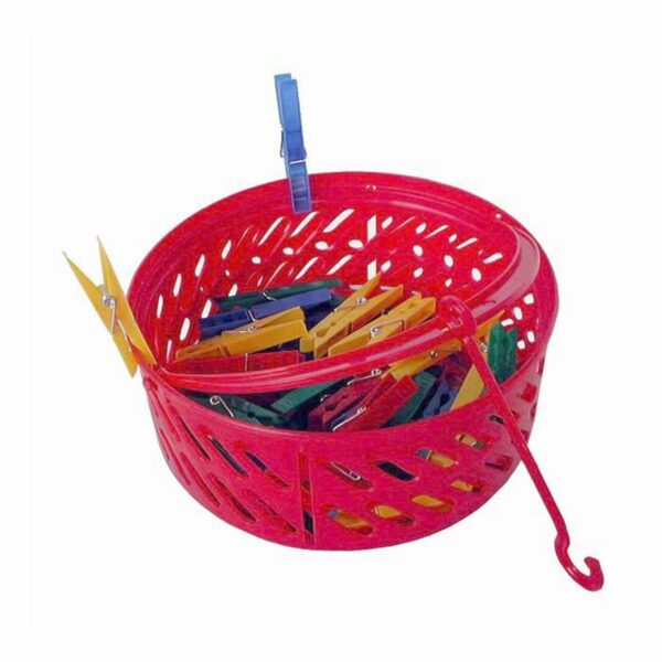 lot de 2 Paniers avec poignée et crochet télescopique contenant 24 pinces à linge en plastique chacune hapygood à petit prix