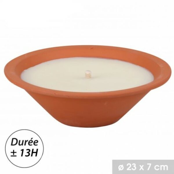 Bougie Longue Durée 13 Heures Parfumée à la Citronnelle Extérieur en pot de Terre Cuite Hapygood
