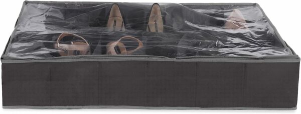 Housse de Rangement Gris et Noir Pour 6 Paires de Chaussures