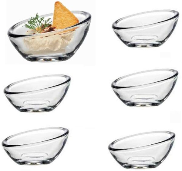 Lot de 6 Mini Verrines Rondes en Verre Incurvé Dia.9,5 cm