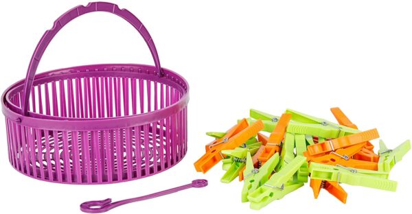 Lot de 2 Panier Extensible Plastique Avec 24 Pinces à Linge Ø env. 19,5 cm hapygood pas cher