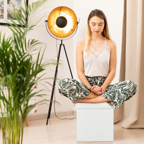 Pouf de rangement solide noir tabouret pliable Hapygood Vente en ligne commerce à petit prix
