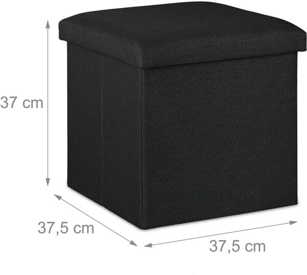 Pouf de rangement noir en tissus Hapygood à petit prix