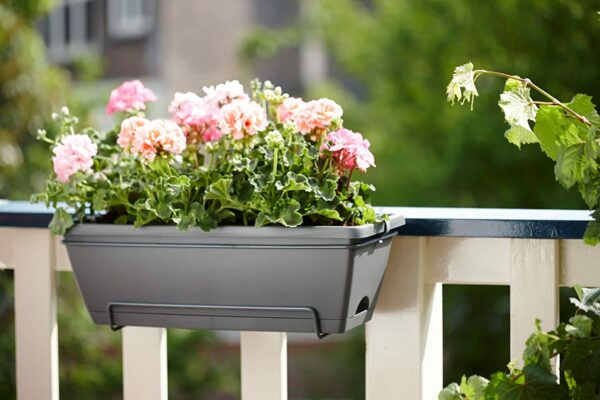 Support jardinière balcon en plastifié noir Hapygood