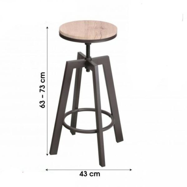 Tabouret de Bar DOCK en Bois Style Industriel Réglable en Hauteur hapygood pas cher