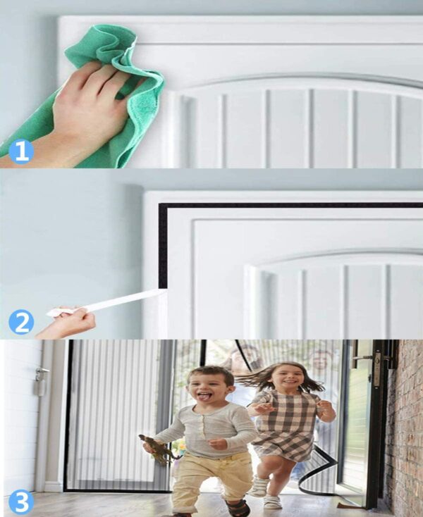Moustiquaires Rideau Pour Porte Magnétique Couleur Noir 90 x 210 cm à petit prix