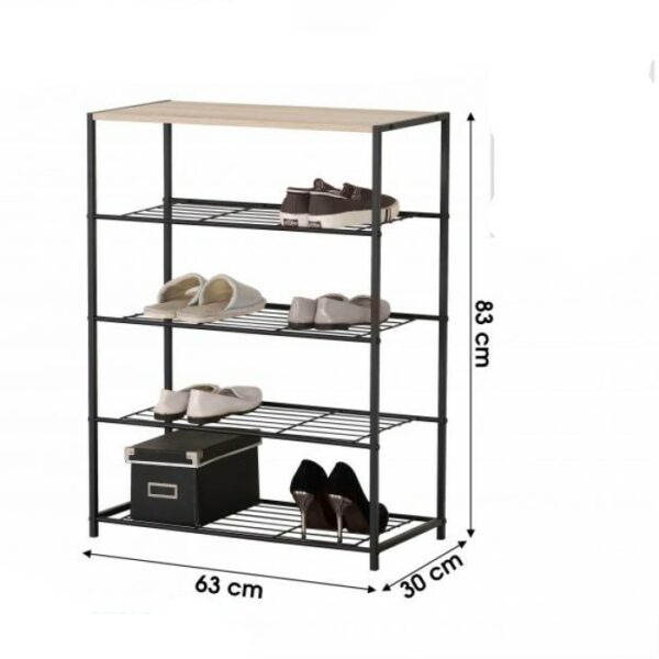 Etagère Range Chaussures COLORADO 4 Niveaux Meuble de Rangement Style Industriel Métal Bois Hapygood à petit prix