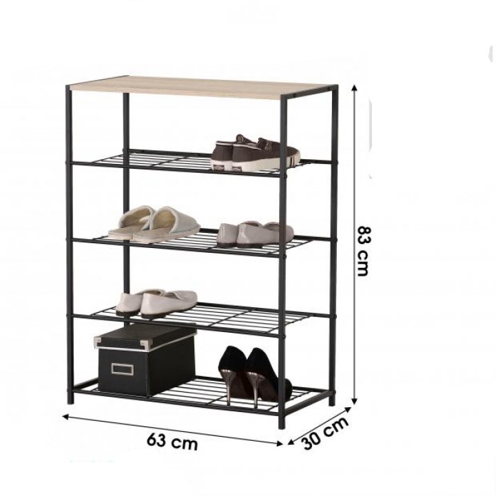 Etagère Range Chaussures COLORADO 4 Niveaux Meuble de Rangement Style Industriel Métal Bois Hapygood à petit prix
