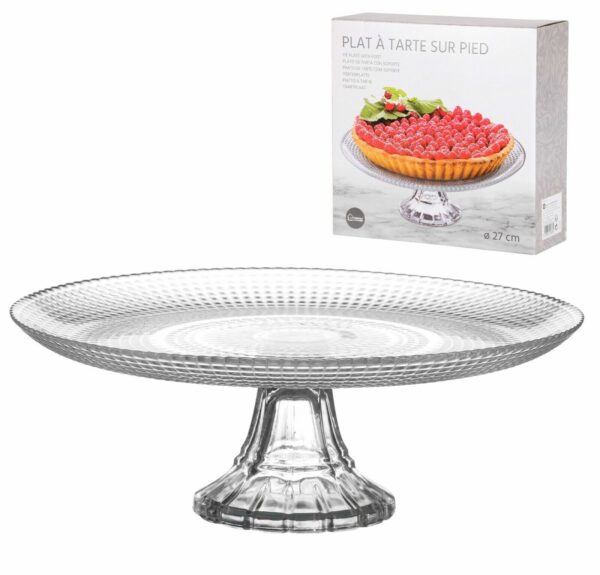 Plat à Tarte Sur Pied JOSEPH Présentoir Pâtisserie Support Gâteaux en Verre