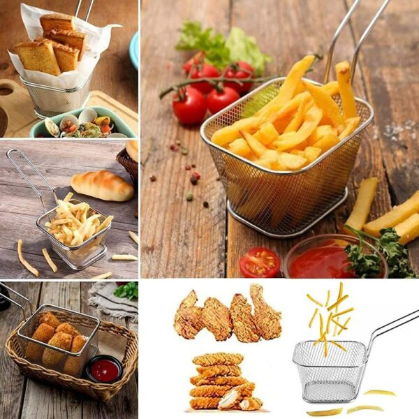 Petit panier en acier inox pour présentation frites , entrées apéro