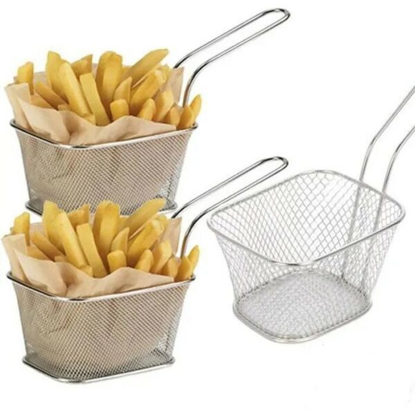 Mini Panier de Présentation Alimentaire en Acier Inox ( Lot de 4 ) Apéro Frites Café Restaurant Friture