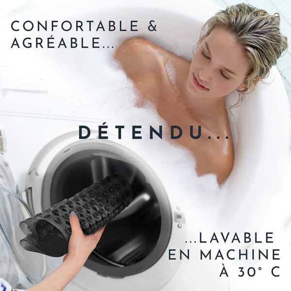 Tapis Fond de Baignoire Noir Antidérapant Avec Ventouses