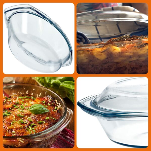 Soupière ou Cocotte Ovale en Verre 1,5 Litre Avec Couvercle