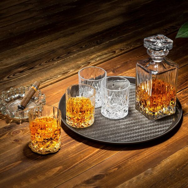 Service à Whisky Avec 4 Verres de 25 cl Carafe Cristal à Décanter 900 ML