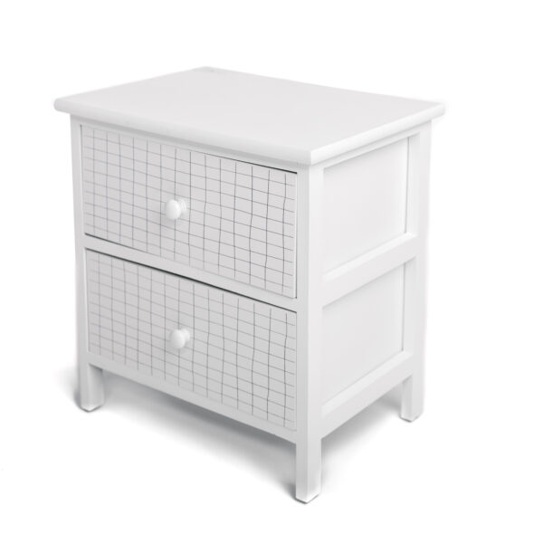 Table de Nuit Chevet LINE en Bois Avec 2 Tiroirs
