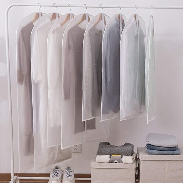 Housse Vêtements Imperméable en Blanc PEVA 60 cm x 100 cm Lot de 4 Respirantes avec fermeture éclair intégrale