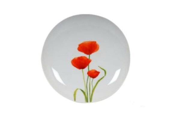 6 Assiettes à Dessert Calotte Poppy en Porcelaine 20 cm Imprimé Fleur Coquelicot