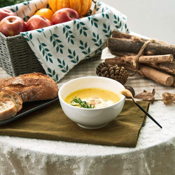 Bol à Soupe Blanc en Grès Lisse à Céréales Petit déjeuner Pour salade 500 ml Lot de 6