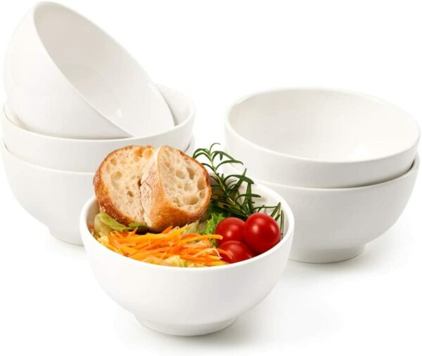 Bol à Soupe Blanc en Grès Lisse à Céréales Petit déjeuner Pour salade 500 ml Lot de 6