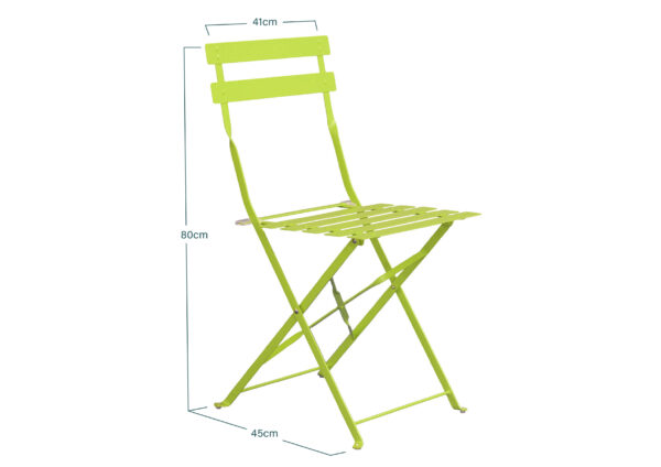 Chaise Bistrot Vert Anis De Jardin Pliante en Acier
