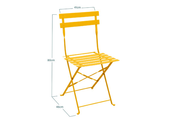 Chaise Bistrot Jaune De Jardin Pliante en Acier
