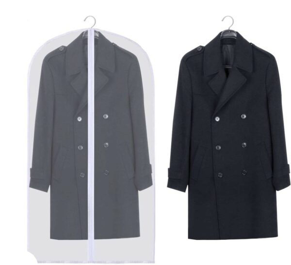 4 Housses Pour Vêtements Imperméable en Blanc Péva 60 cm x 135 cm Respirantes avec fermeture éclair intégrale