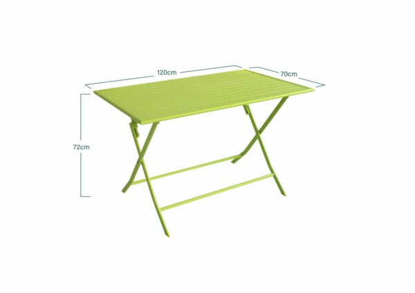 Table de Jardin Pliante Vert Anis en Aluminium 120 x 70 cm