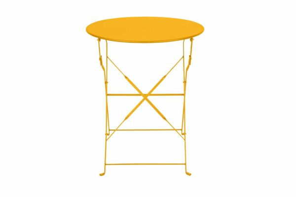 Table Pliante Bistrot Ronde De Jardin Jaune 60×71 cm en Métal Jaune