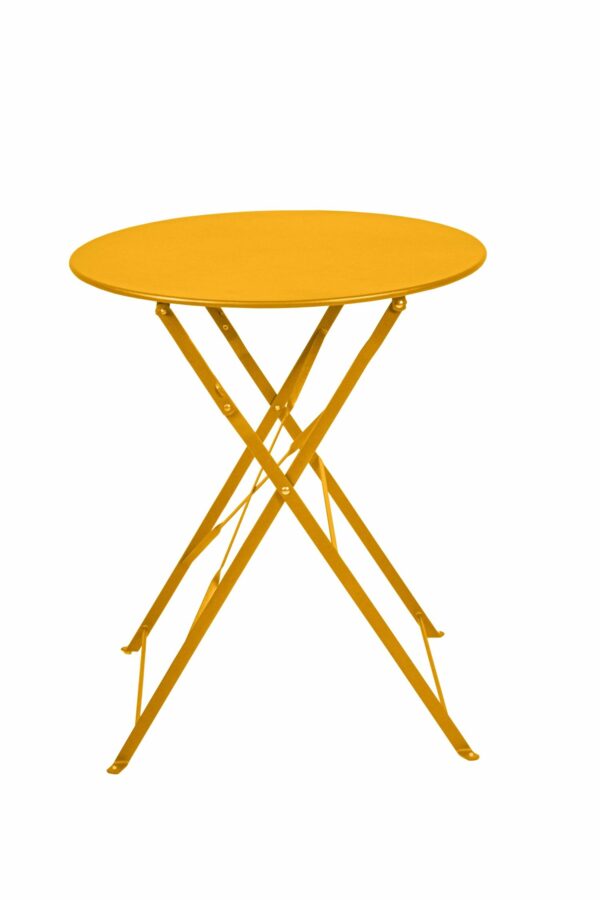 Table Pliante Bistrot Ronde De Jardin Jaune 60×71 cm en Métal Jaune