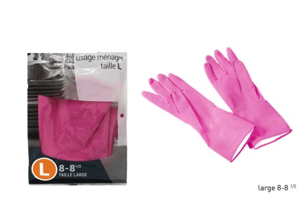 3 Paires de Gants de Protection Ménager Nettoyage Vaisselle Ménage en Latex Taille L