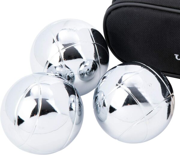 Boule de Pétanque en acier Métal Jeu Sacoche de 3 Boules Triplette Brillante