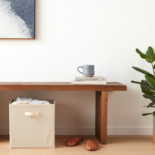 Cube Intissé Marron Beige Claire ( Lot de 4 ) Boite, Casier de Rangement Pliable 31 x 31 cm