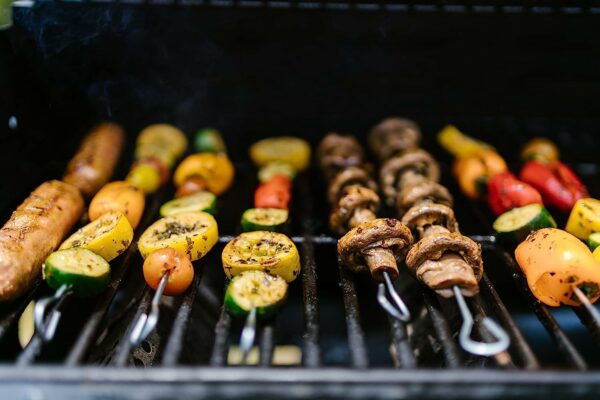 Lot de 24 brochettes de barbecue en acier inoxydable pour barbecue, viande, légumes, épice 44 cm de long