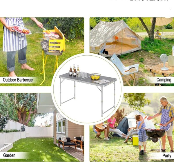 Table de Pique Nique Camping Pliable en Aluminium 120 x 60 x H.67 cm