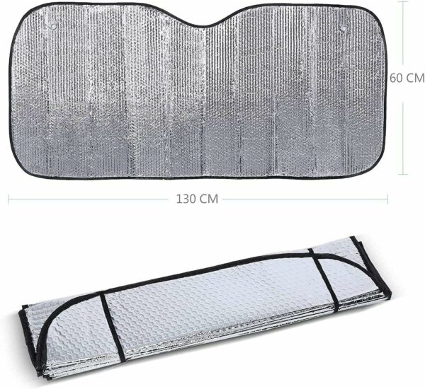 2 Pare Soleil Alu Pour Pare Brise Avant Universel Pliable Avec 2 Ventouses et 2 Sangles