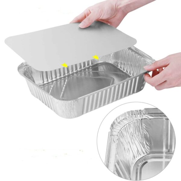 Barquettes en Aluminium Avec Couvercles Résistantes Pour Cuisson , Rôtissage et Pâtisserie 20 x 14 x 4 cm Vendu par Lot de 6