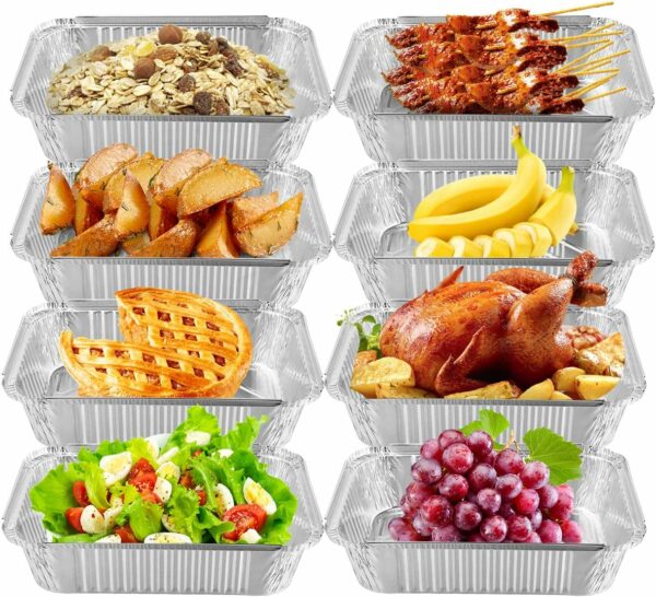 Barquettes en Aluminium Avec Couvercles Résistantes Pour Cuisson , Rôtissage et Pâtisserie 20 x 14 x 4 cm Vendu par Lot de 6