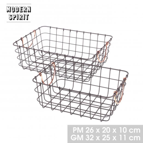 2 corbeilles Panier de Rangement en Fer Forgé