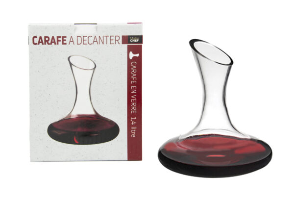 Carafe à Vin à Décanter en Verre 1,4 Litre Transparent Avec Bec Verseur Biseauté 